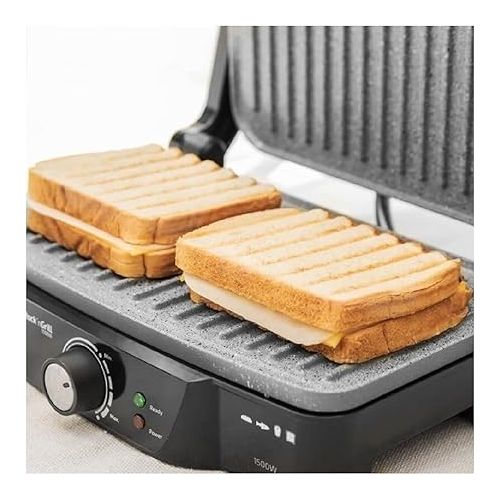  Panini Grill, Electric Grill, Iron and Toasted Sandwich Maker Stone-Coated Rock Slate, 1500 Watts, 28.7 x 17 cm Opening 180 ° Rock '1500 Cecotec.