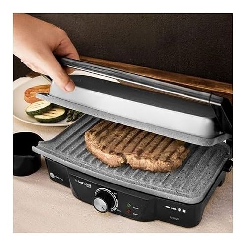  Panini Grill, Electric Grill, Iron and Toasted Sandwich Maker Stone-Coated Rock Slate, 1500 Watts, 28.7 x 17 cm Opening 180 ° Rock '1500 Cecotec.