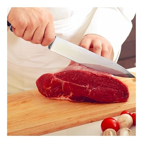  Kitory Chef's Knife, Meat Knife, 20 cm Blade, Utility Knife with Protective Cover, Chef's Knife, German High-Quality Carbon Stainless Steel, Ergonomic Pakkawood Handle with Gift Box