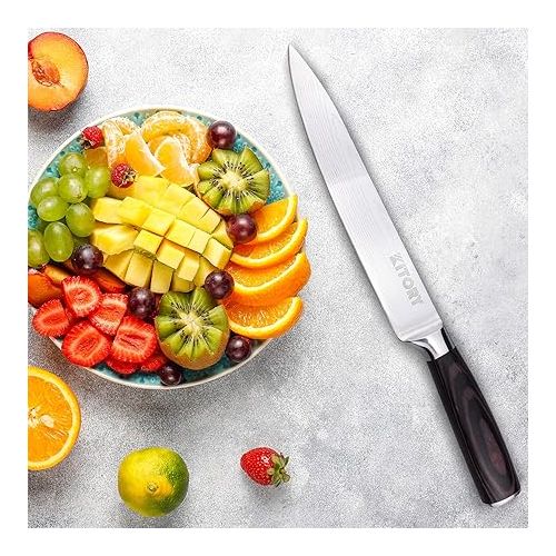  Kitory Chef's Knife, Meat Knife, 20 cm Blade, Utility Knife with Protective Cover, Chef's Knife, German High-Quality Carbon Stainless Steel, Ergonomic Pakkawood Handle with Gift Box