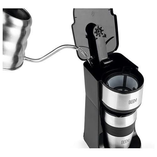  Beem Thermo 2 Go Single filter coffee machine with a thermal cup. Includes a 0.4-litre coffee mug to go and permanent filter. With 24-hour timer for a cup of hot coffee in the morning without waiting. 750 W.