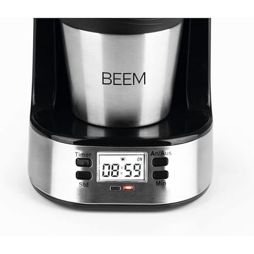  Beem Thermo 2 Go Single filter coffee machine with a thermal cup. Includes a 0.4-litre coffee mug to go and permanent filter. With 24-hour timer for a cup of hot coffee in the morning without waiting. 750 W.