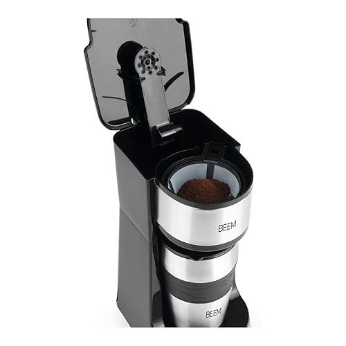 Beem Thermo 2 Go Single filter coffee machine with a thermal cup. Includes a 0.4-litre coffee mug to go and permanent filter. With 24-hour timer for a cup of hot coffee in the morning without waiting. 750 W.