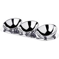 EDZARD Set of 3 Asti Bowls (Diameter 10 cm, L 30 cm) Serving Bowls on Tray in Stainless Steel - Serving Bowls, Decorative Bowls, Fruit Bowls, Snack Bowls, Serving Bowls for Flowers and Candles