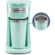 Elite Gourmet EHC113M 14oz Single Serving Coffee Maker with Stainless Steel Travel Mug, Coffee Grounds, Reusable Filter, Mint