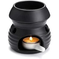 SUMNACON Ceramic Oil Burner with Candle Holder Tea Light Holder Calabash Aroma Lamp Fragrance Light Aroma Burner for Fragrance Oil and Wax (Black)