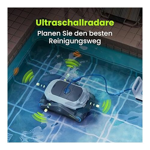  Degrii Zima Pro 2024 Pool Robot Cordless Fully Automatic Pool Cleaner Ultrasonic Radar Route Planning 4 Cleaning Methods Cleans Floor Walls and Waterline 3.5 Hours Runtime / App Control