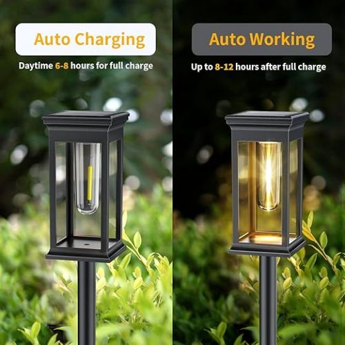  SOLARBABY Solar Lights Outdoor Path Lighting, Solar Garden Lighting, Waterproof Landscape Lighting for Yard, Pathway, Garden, Pack of 6