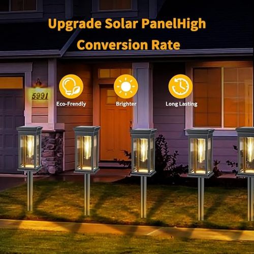  SOLARBABY Solar Lights Outdoor Path Lighting, Solar Garden Lighting, Waterproof Landscape Lighting for Yard, Pathway, Garden, Pack of 6