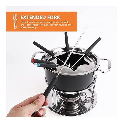  BESTonZON Stainless Steel Fondue Pot Cheese Fondue Pot Butter Warmer Melting Oven Double Layer Fondue Set Snack Bowl Chocolate Melting Pot for Cheese Chocolate Tapas