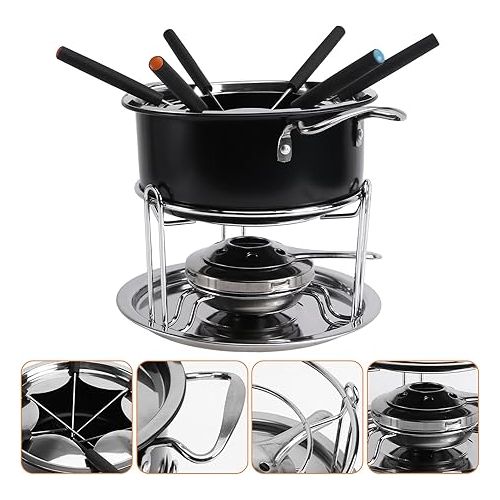  BESTonZON Stainless Steel Fondue Pot Cheese Fondue Pot Butter Warmer Melting Oven Double Layer Fondue Set Snack Bowl Chocolate Melting Pot for Cheese Chocolate Tapas