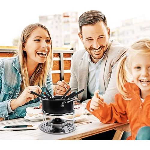  BESTonZON Stainless Steel Fondue Pot Cheese Fondue Pot Butter Warmer Melting Oven Double Layer Fondue Set Snack Bowl Chocolate Melting Pot for Cheese Chocolate Tapas