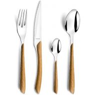 Amefa ECLAT Nature Cutlery Set, 24 Pieces, Cutlery Set for 6 People, Brown Plastic Handles in Wood Look, Dishwasher Safe, Cutlery Made of Stainless Steel, Light Wood