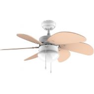 Cecotec Ceiling Fan EnergySilence 3600 Vision Orange, 50 W, Diameter 92 cm, Lamp, 3 Speeds, 6 Reversible Blades, Summer/Winter Function, Pull Chain, White/Orange