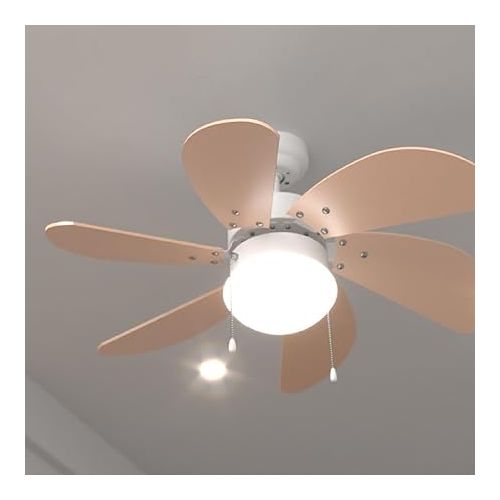  Cecotec Ceiling Fan EnergySilence 3600 Vision Orange, 50 W, Diameter 92 cm, Lamp, 3 Speeds, 6 Reversible Blades, Summer/Winter Function, Pull Chain, White/Orange