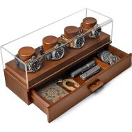 Holme & Hadfield Watch Display Case Watch Stand - Perfect Father's Day Gift - Wooden Men's Watch Box Organiser for Men Watch Boxes - Display and Drawer for Accessories