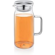 Wilmax Glass Carafe with Lid Carafe for Hot or Cold Drinks Water Carafe Made of Borosilicate Glass Suitable for Gas or Electric Stoves Gift Set 1000 ml