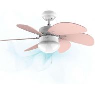 Cecotec EnergySilence 3600 Vision Nude Ceiling Fan, 50 W, Diameter 91 x 37 cm, Lamp, 3 Speeds, 6 Reversible Blades, Summer/Winter Function, Pull Chain, White/Nude
