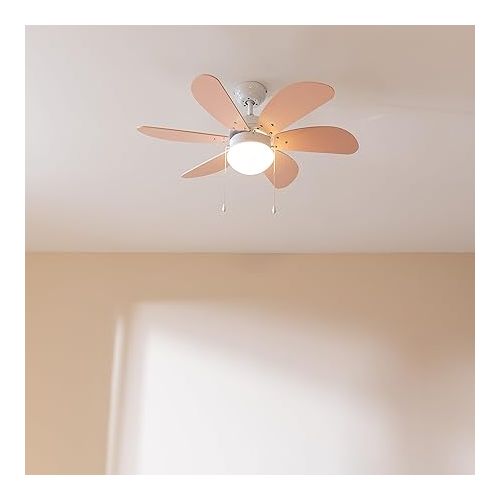  Cecotec EnergySilence 3600 Vision Nude Ceiling Fan, 50 W, Diameter 91 x 37 cm, Lamp, 3 Speeds, 6 Reversible Blades, Summer/Winter Function, Pull Chain, White/Nude