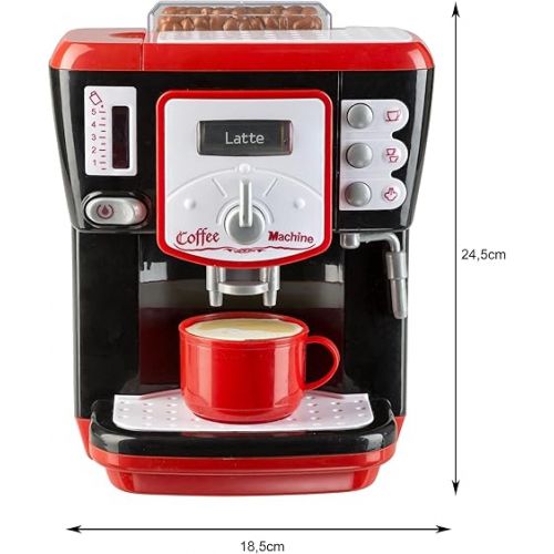  Idena 40234 Toy Coffee Machine with Sound and Light Effects, Children's Kitchen Device with Various Functions