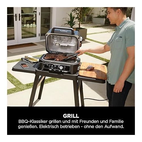  Ninja Woodfire Pro Connect XL Electric Grill & Smoker with App Control and Digital Themometer, Large 7-in-1 Outdoor Grill & Hot Air Fryer with Woodfire Pellets, Black OG901EU