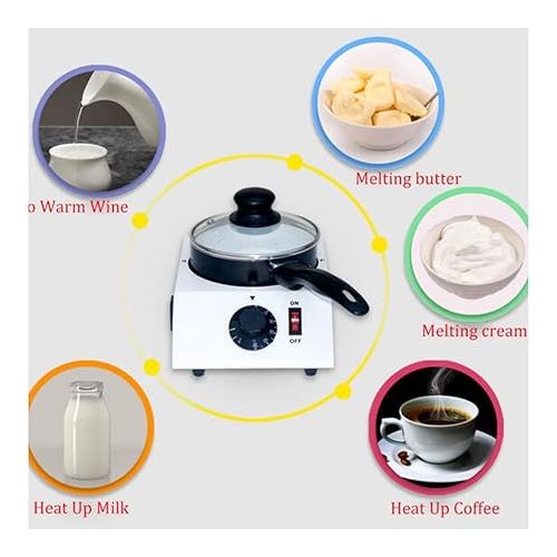  Electric Chocolatiere Melting Machine, Mini Chocolate Melting Pot with 1 Ceramic Pan with Non-Stick Coating Fondue Melter