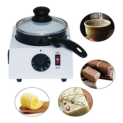  Electric Chocolatiere Melting Machine, Mini Chocolate Melting Pot with 1 Ceramic Pan with Non-Stick Coating Fondue Melter