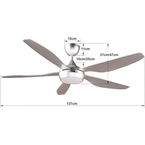  reiga Smart Ceiling Fan with Dimmable LED Lighting and Remote Control, 137 cm, 3 Colour Temperatures & 6 Wind Speeds, Timer & DC Motor, Compatible with Smart Life App, Silver