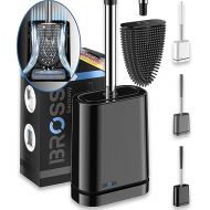 BROSS® Silicone Toilet Brush - Patented Toilet Brush - Toilet Brush Black - Toilet Brush & Toilet Brush Holder with Wall Mounting & Turbo Drying - Innovative & Antibacterial