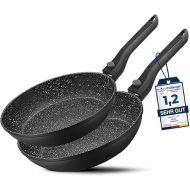 DIVORY Pfannenset 2-teilig Pfanne 24cm, 28cm mit abnehmbaren Griff, Induktion, Antihaft-Beschichtete Bratpfanne hoch - Induktionspfannen Set