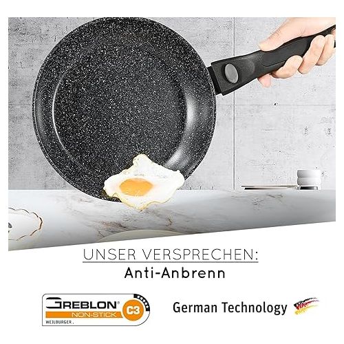  DIVORY Pfannenset 2-teilig Pfanne 24cm, 28cm mit abnehmbaren Griff, Induktion, Antihaft-Beschichtete Bratpfanne hoch - Induktionspfannen Set