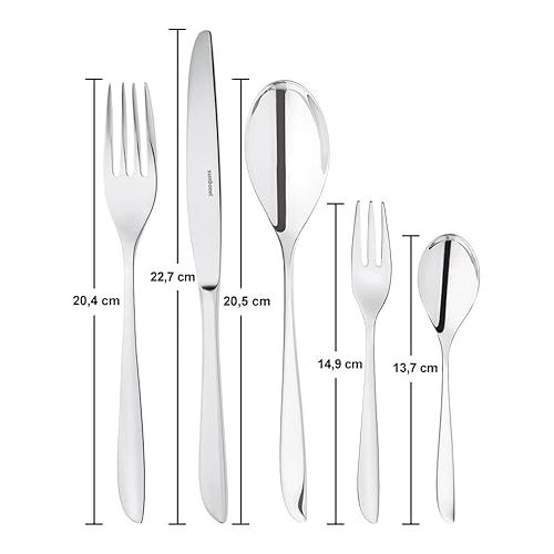  Sambonet Leaf 52163-G6 18/10 Stainless Steel Crockery Set for 6 People, 30 Pieces: 6 Forks, 6 Spoons, 6 Knives, 6 Teaspoons, 6 Dessert Forks, Dishwasher Safe, Grey