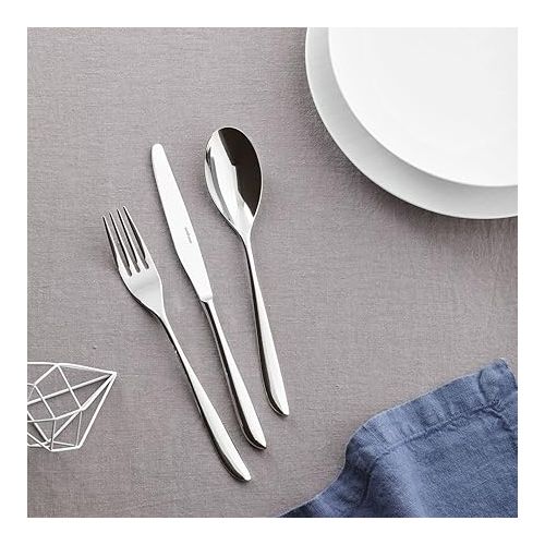  Sambonet Leaf 52163-G6 18/10 Stainless Steel Crockery Set for 6 People, 30 Pieces: 6 Forks, 6 Spoons, 6 Knives, 6 Teaspoons, 6 Dessert Forks, Dishwasher Safe, Grey