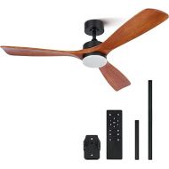 CO-Z Ceiling Fan with Remote Control, 52 Inch Wooden Fan, LED Light, Summer and Winter Operation, Quiet DC Motor for Indoor and Covered Outdoor Use