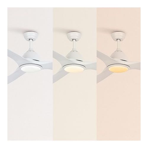  CREATE Windsail, ceiling fan, XL, white with lighting and remote control, AC motor, quiet, programmable 1h to 4h, 2 heights, diameter 163 cm, 90 W