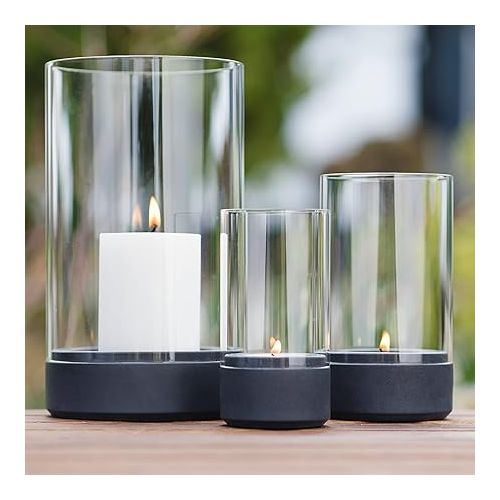  WERKBETON - Luisa Concrete Lantern Size M Black | Guaranteed Eye-catching | Single or Set of 3 | Gift Highlight | Perfect Fit Glass | Large Candle Holder