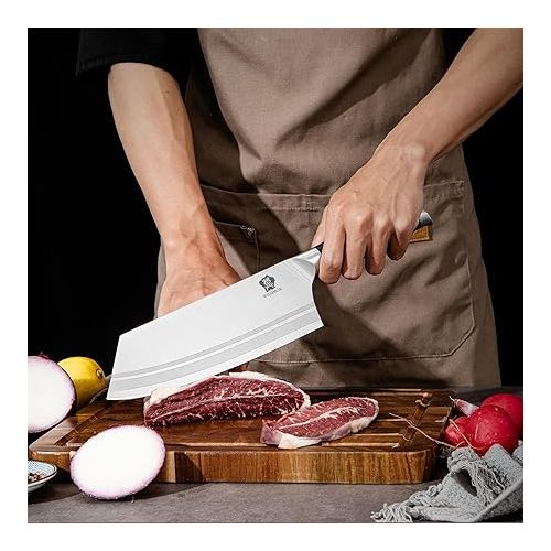  WILDMOK Professional 7 Piece Kitchen Knife Set, Sharp German Stainless Steel Chef's Knife Set with Black Pakka Wood Handle, Gift Box