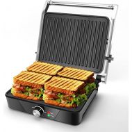 Aigostar SAM- XL Contact Grill, Panini Grill, Sandwich Maker, 2000 W Non-Stick Coated Grill Plates, Low-Fat Grilling, Panini, Toasts, Steak, Vegetables, Stainless Steel, 30 cm x 20 cm