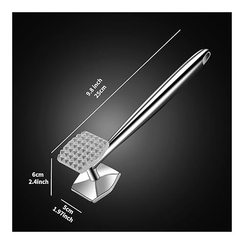  AMOZO Meat Hammer - The New Meat Tenderiser Made of Stainless Steel - Double-Sided Schnitzel Tenderiser - Meat Tenderiser Stainless Steel - Meat Hammer Stainless Steel for Schnitzel Steaks