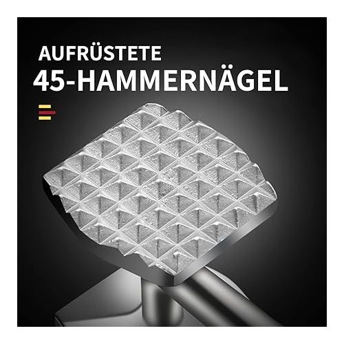  AMOZO Meat Hammer - The New Meat Tenderiser Made of Stainless Steel - Double-Sided Schnitzel Tenderiser - Meat Tenderiser Stainless Steel - Meat Hammer Stainless Steel for Schnitzel Steaks