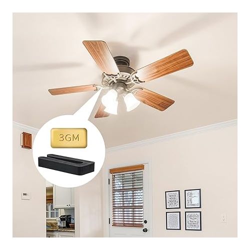  AIEX 4 Sets Ceiling Fan Blades Balancing Kit Including 12 Pieces 3G Metal Self-Adhesive Gold Blocks and 4 Pieces Black Ceiling Fan Clips for Ceiling Fan Weight Balancing