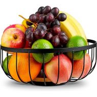 HIKITCHEN® Fruit Basket Decorative Bowl Black Modern Metal and Bamboo Fruit Basket Bowl Fruit Bowl Fruit Bowl Bread Basket