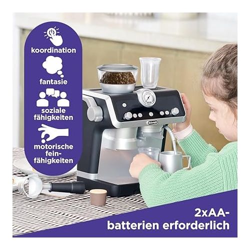  Casdon De'Longhi Barista Coffee Maker Toy Kitchen Playset for Kids with Moving Parts, Realistic Sounds and Magic Coffee. For Children Aged 3+