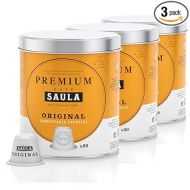 Saula Premium Original Coffee Pack of 3 Cans of 60 Compostable Capsules. Nespresso® Compatible