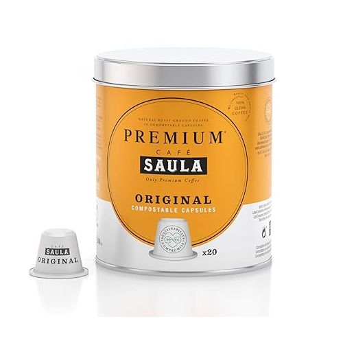  Saula Premium Original Coffee Pack of 3 Cans of 60 Compostable Capsules. Nespresso® Compatible