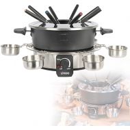 Electric Fondue Set for 8 People with Bowls Stainless Steel - Electric Fondue Set Cheese Fondue Chocolate Fondue Set - Meat Fondue with Thermostat 1000 Watt - Fondue Pot 1.8 Litres