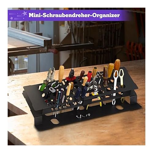  Mordx Mini Screwdriver Organiser Storage Rack for Desktop, Multifunctional Tool Stand, RC Tools Kit Organiser, for Mini Storage of Tools, Metal Material, Durable