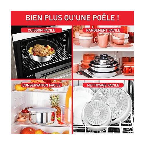  Tefal Ingenio Emotion L897SK04 20-Piece Cookware Set, Pans, Pots, 2 Removable Handles, Induction, Non-Stick Coating, Stackable, Dishwasher Safe
