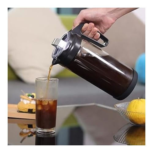  wedrink Cold Brew Coffee Maker 1.3 L Cold Brew Coffee Maker Glass, Cold Brew Coffee Machine, Stainless Steel Mesh Filter, Non-Slip Silicone Base, Tea, Coffee and Your Favourite Drinks
