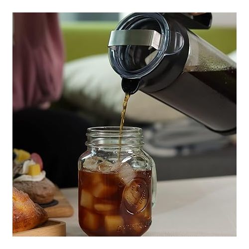  wedrink Cold Brew Coffee Maker 1.3 L Cold Brew Coffee Maker Glass, Cold Brew Coffee Machine, Stainless Steel Mesh Filter, Non-Slip Silicone Base, Tea, Coffee and Your Favourite Drinks